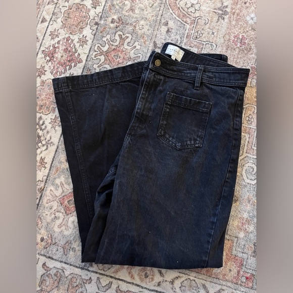 Sezane Denim - Sezane | Black Denim Wide Leg Jeans